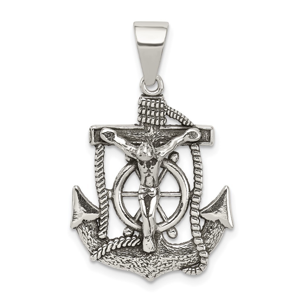 Sterling Silver Antiqued Mini Mariner Inri Crucifix Pendant 26$